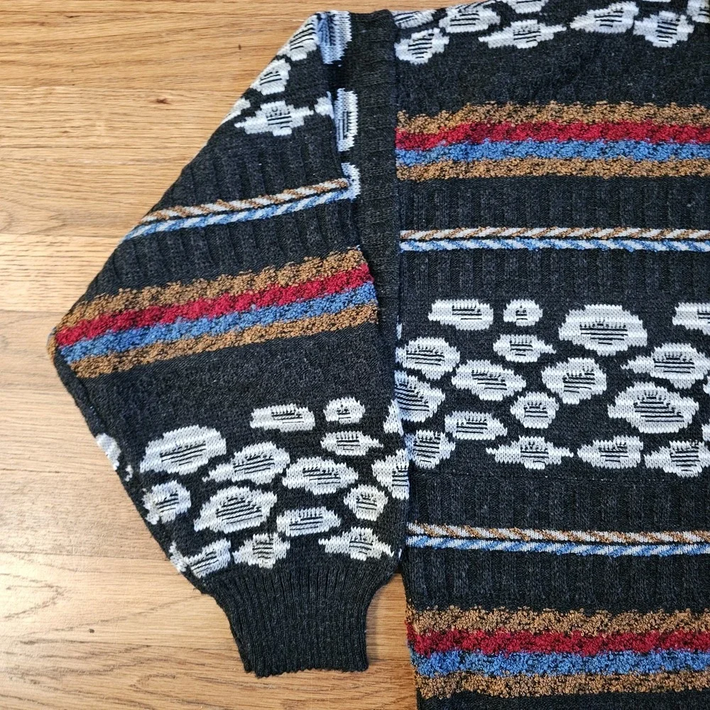 Vintage PRONTO UOMO Grandpa Cardigan Sweater Multicolor  Men's  XL (54)  ITALY